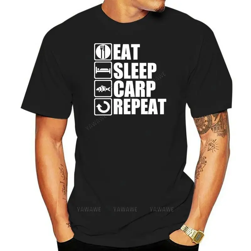 

Male short sleeve Cool Sale T Shirt Fashion Crew Neck Eat Sleep Carp Men Oversized T-Shirt mens casual tee-shirt cotton tee tops