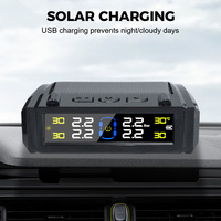 Temperature Warning 4 External Sensors Car TPMS Digital LCD Display 0-6Bar USB / Solar Power Tire Pressure Monitoring System