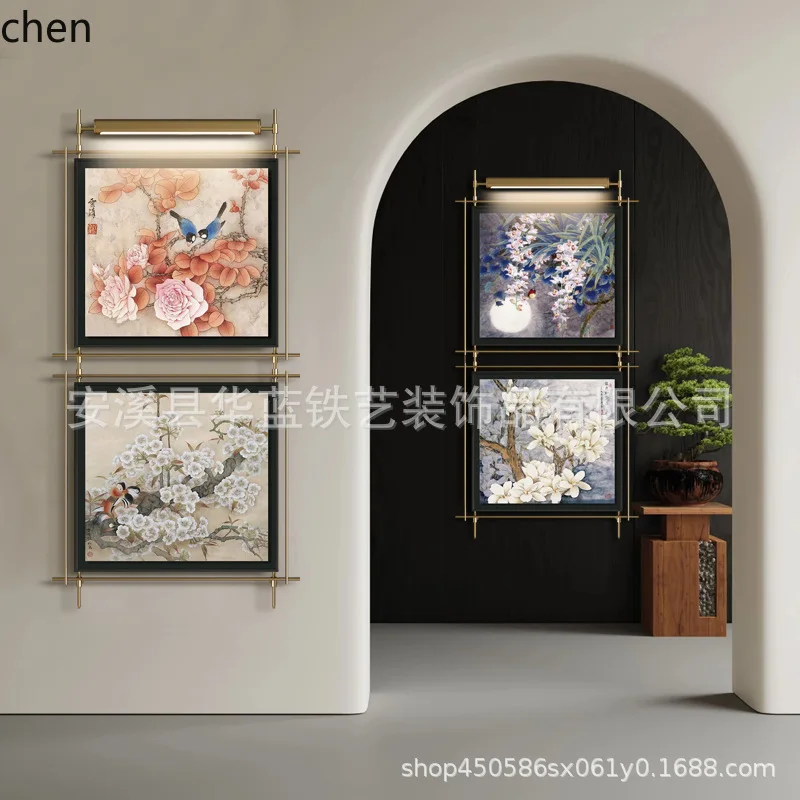 ZML New Chinese Style Decorative Painting with Metal Hanging Rod for Homestay Guest Room Decoration