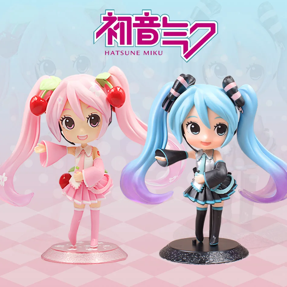 Anime nuevofigura Mini personaje adornos Kawai rosa verde Hatsune decoración de escritorio para el hogar juguete p