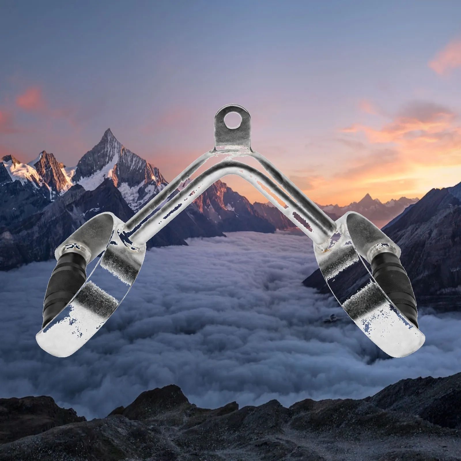 Triangular Rowing Cable Attachment Bar Textured Grip Seated Row Bar with Connection Eye Seated Row Handle Compact Non-Slip