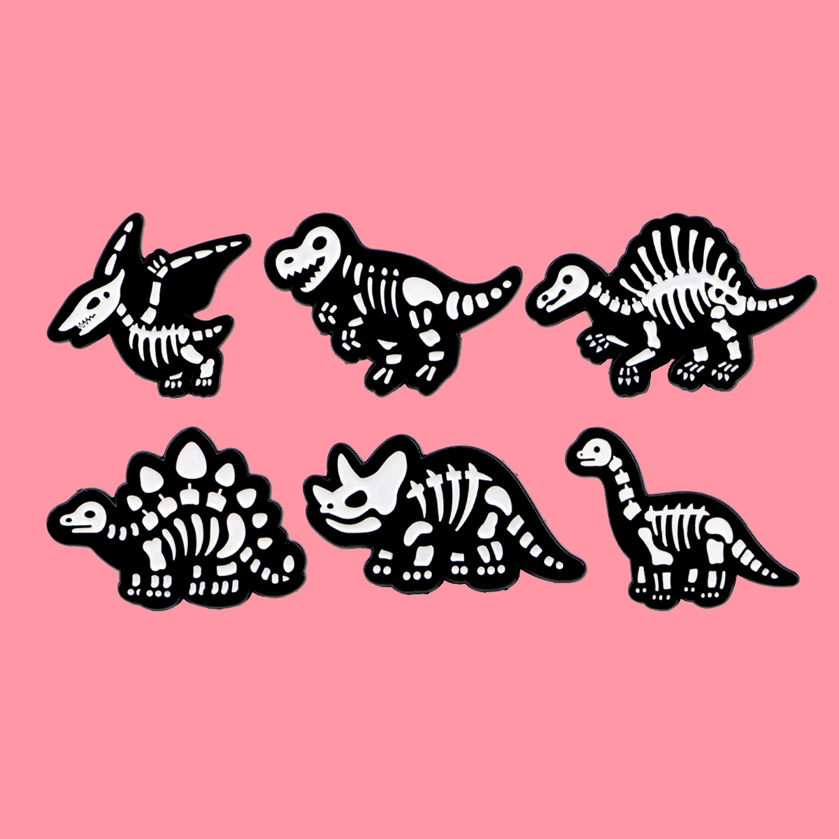 Dinosaurier Skelett Emaille Pins Cartoon Tiere Brosche Anstecknadel Abzeichen auf Rucksack Kleidung Accessoires Modeschmuck Kinder Geschenke