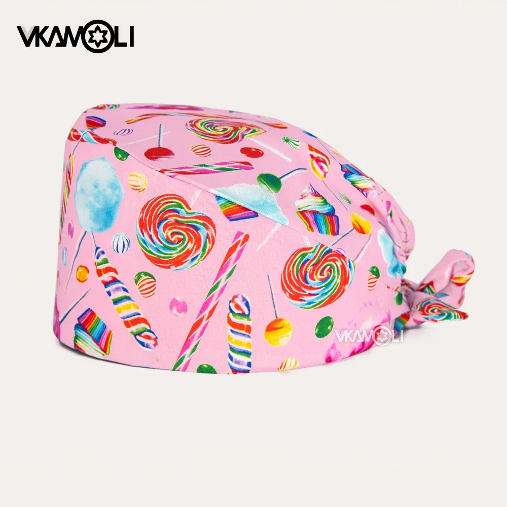 wholesale women hats and man Christmas cap scrub hat Cartoon Christmas pattern medical scrubs cap nursing caps