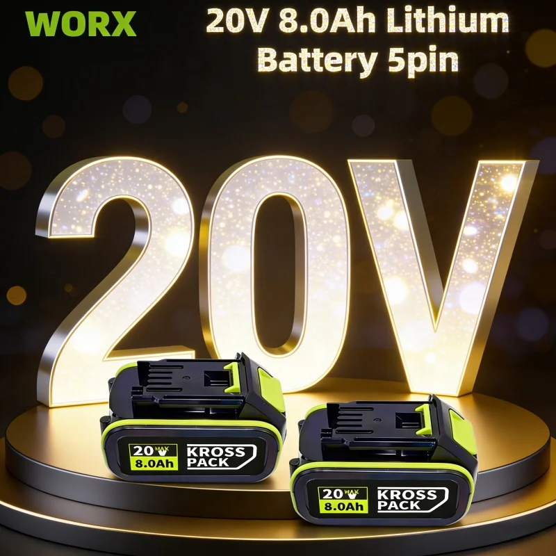 

Original 20V WORX Replacement Lithium-ion Battery 8.0Ah for WA3551 WA3551.1 WA3553 WA3641 WX373,High Capacity Power Tool Battery