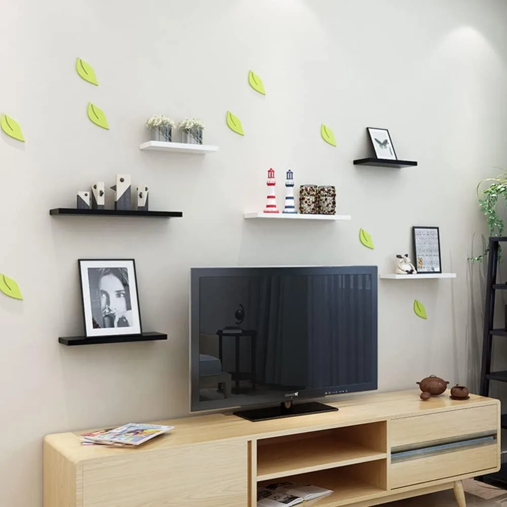 مجموعة خشبية مكونة من 3 أرفف حائط عائمة - 36 عريضة × 12.75 عمق × 2 مرتفعة مع دعامات مخفية لديكور غرفة المعيشة #2