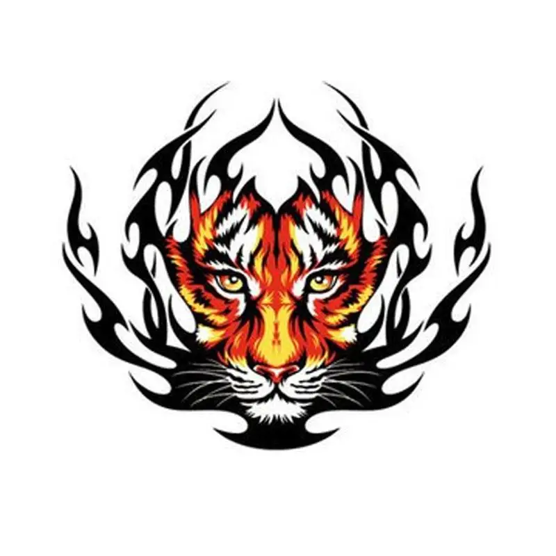 RuleMyLife  15CM*12.9CM Funny Tiger Flame Decal PVC Motorcycle Car Sticker 11-00598