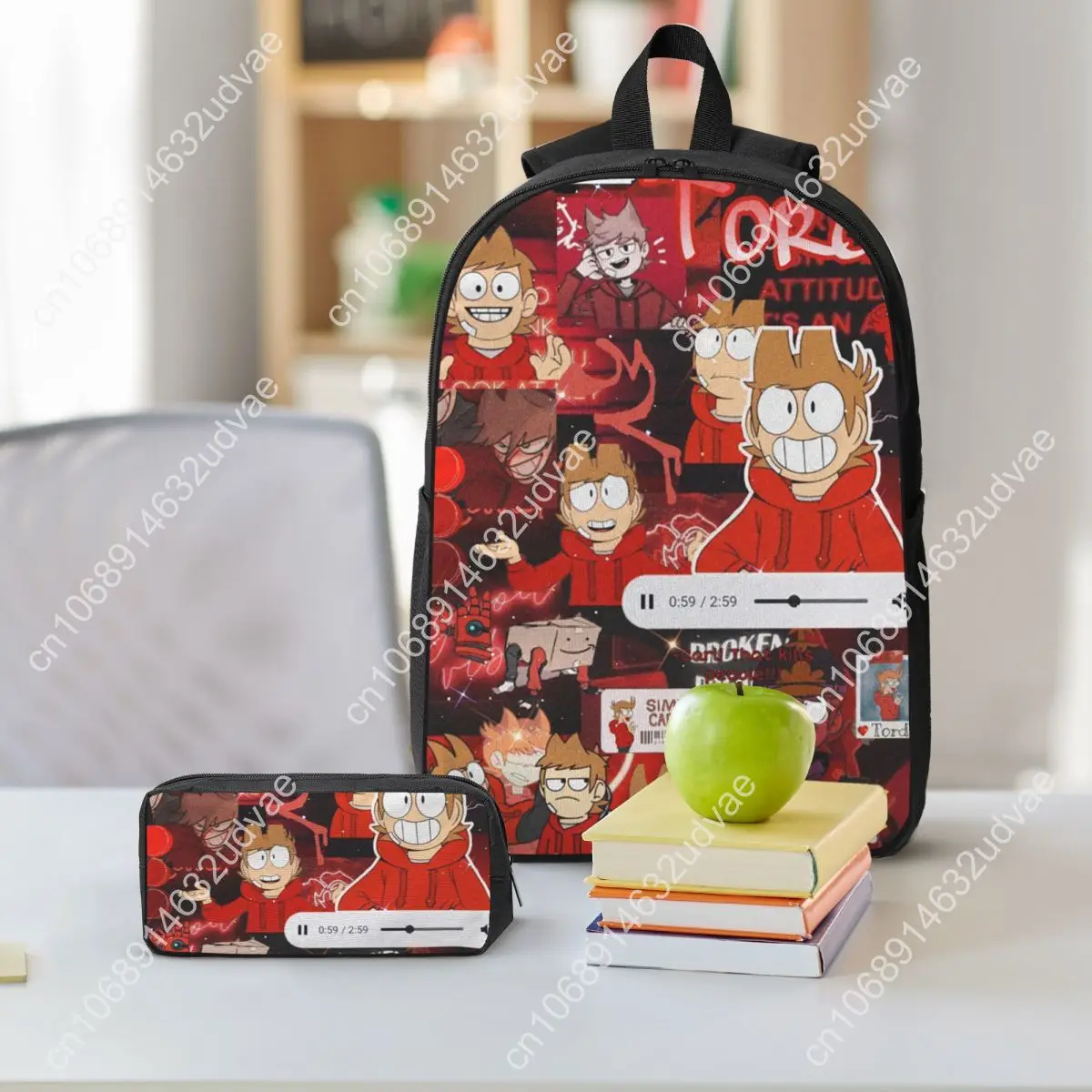Eddsworld Backpack Student Boys Girls BookBag School Bag Computer Shoulder Bags 3ps Insulated Lunch Bag Pencil Case