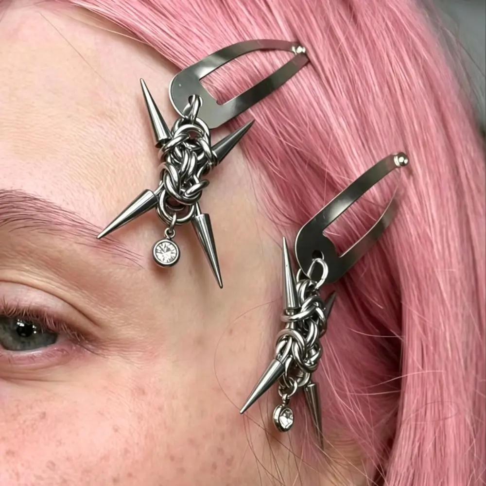 Fashion Stainless Steel Punk Hair Clips Original Punk Y2K Rivet Hair Clips Heavy Industry Goth Hair Clips Women Girl