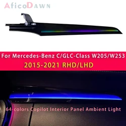 Piano Black Copilot Interior Panel Ambient Light For Mercedes Benz C-class W205 GLC X253 Dynamic Atmosphere Lights LHD RHD