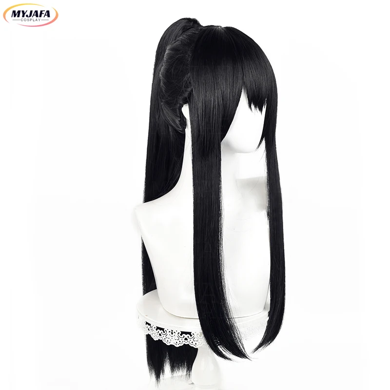 Ashiro Mina Cosplay Peruka Anime Długa Czarna Z Kucykiem Odporne Na Ciepło Syntetyczne Włosy Halloween Odgrywanie Ról Peruki + Czapka Peruka — zdjęcie 5