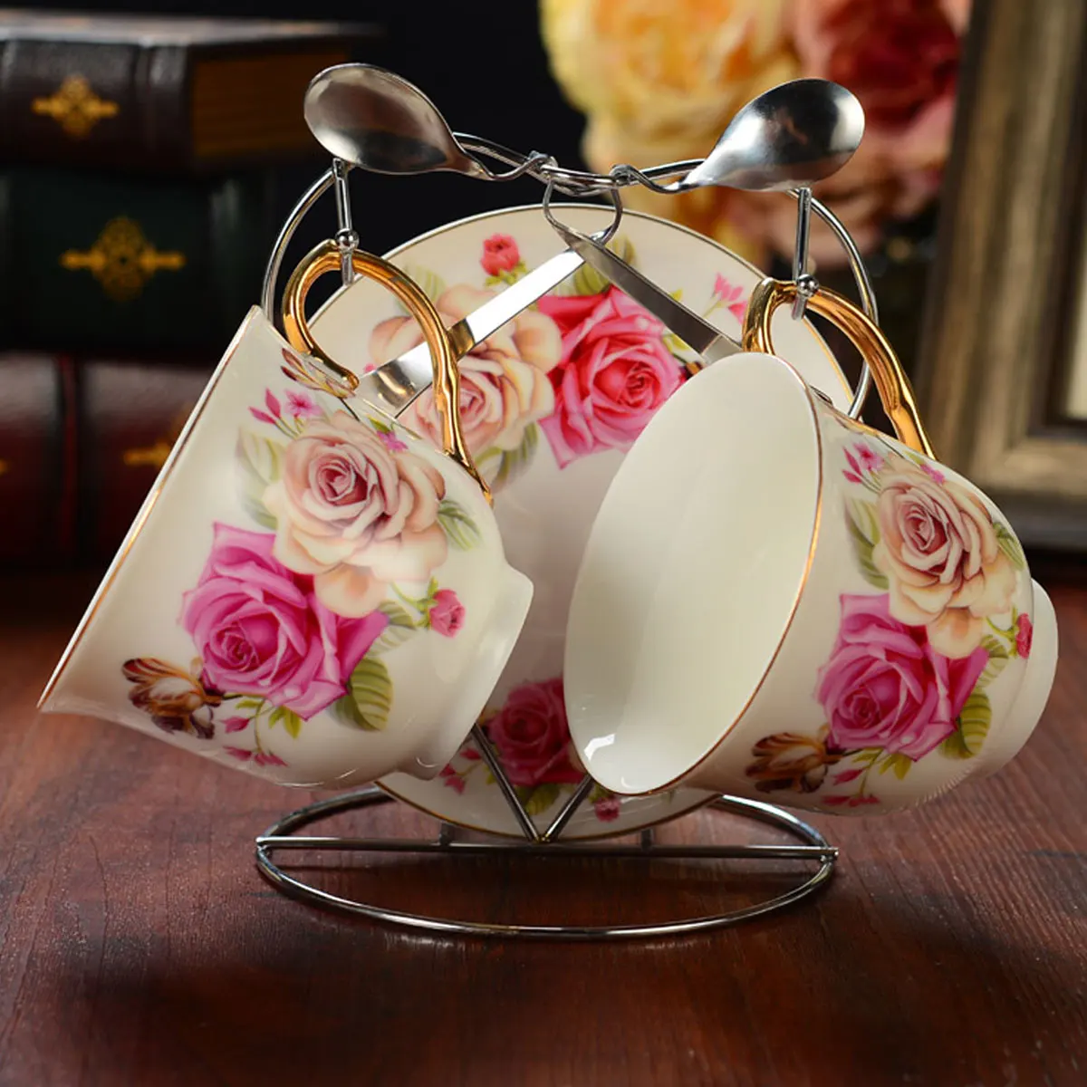 2Pcs Stainless Steel Cup Plate Storage Rack Multi Purpose Kitchen Organizer Coffee Cup Holder Stand Golden Silver Colors