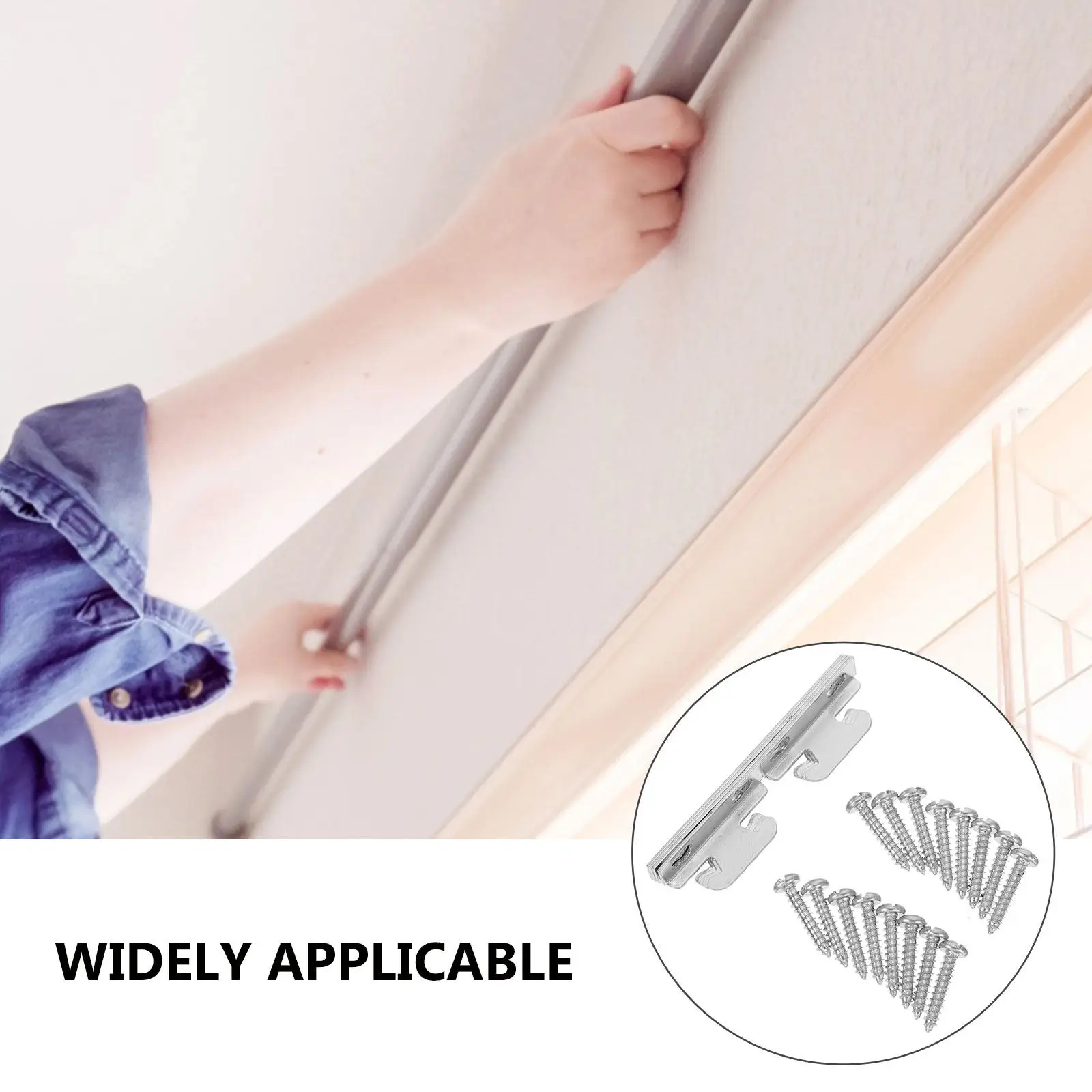 4Sets Iron Curtain Rod Brackets Thickened Single Rod Brackets Sturdy Corrosion Resistant Curtain Pole Supports