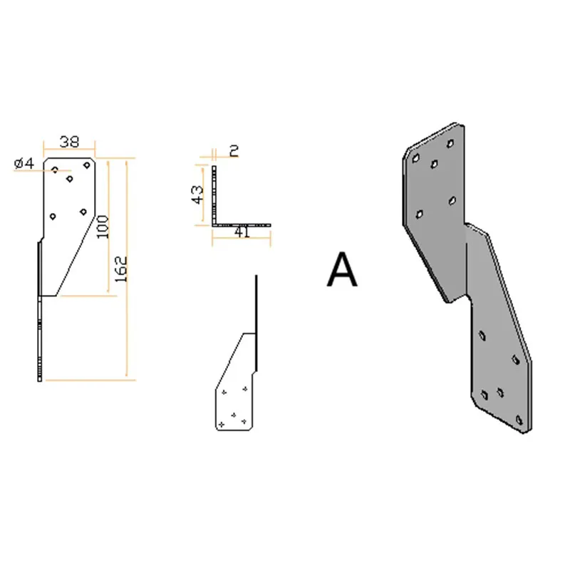 12Pcs Hurricane and seismic tie 2mm Thickness  Hurricane Tie Robust  Strong tie Bracket Hurricane Straps Trusses
