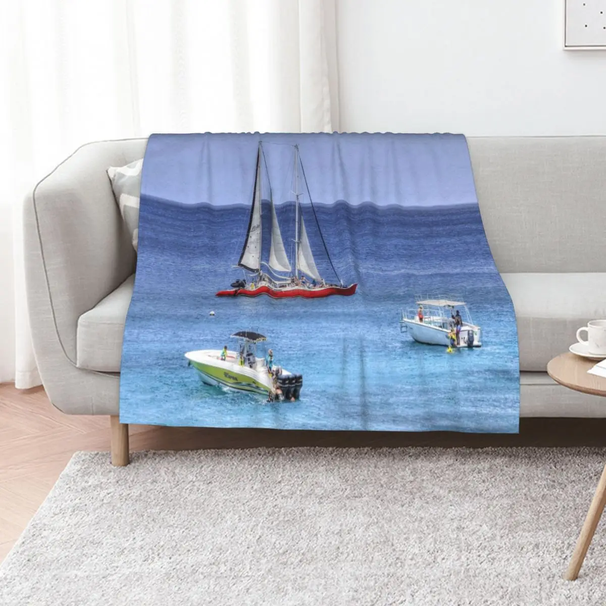 Barbados Blue Sea Catamaran Throw Blanket for sofa Bed covers Luxury Thicken Cute Plaid Custom For Baby Blankets