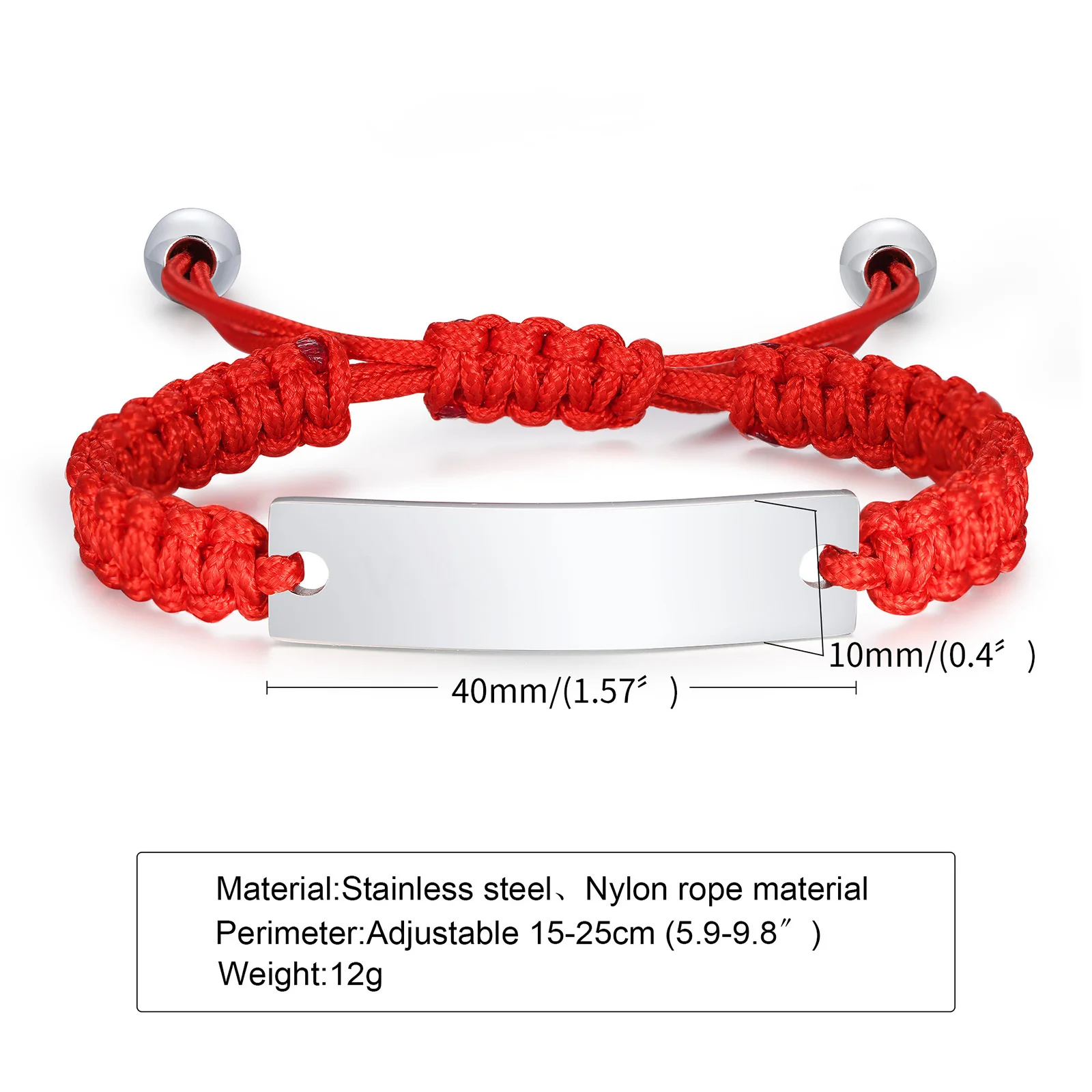 Engraved Personalized Rope ID Bracelet Braided Adjustable Couples Woman Man Custom Name Initials Wristband Father Boyfriend Gift