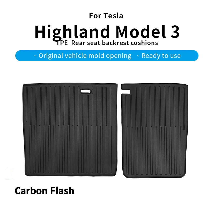 

Carbon Flash For Tesla 2024-2025 Model 3 Highland rear seat backrest cushion trunk anti kick interior TPE