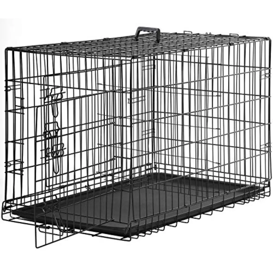 

New Cat Dog cage Pet Kennel Folding Crate Wire Metal Cage W/Divider 48"