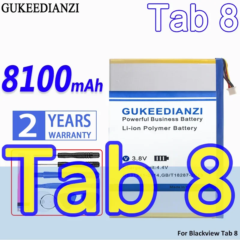 High Capacity GUKEEDIANZI Battery 8100mAh for Blackview Tab 8 Tab8 Batteries