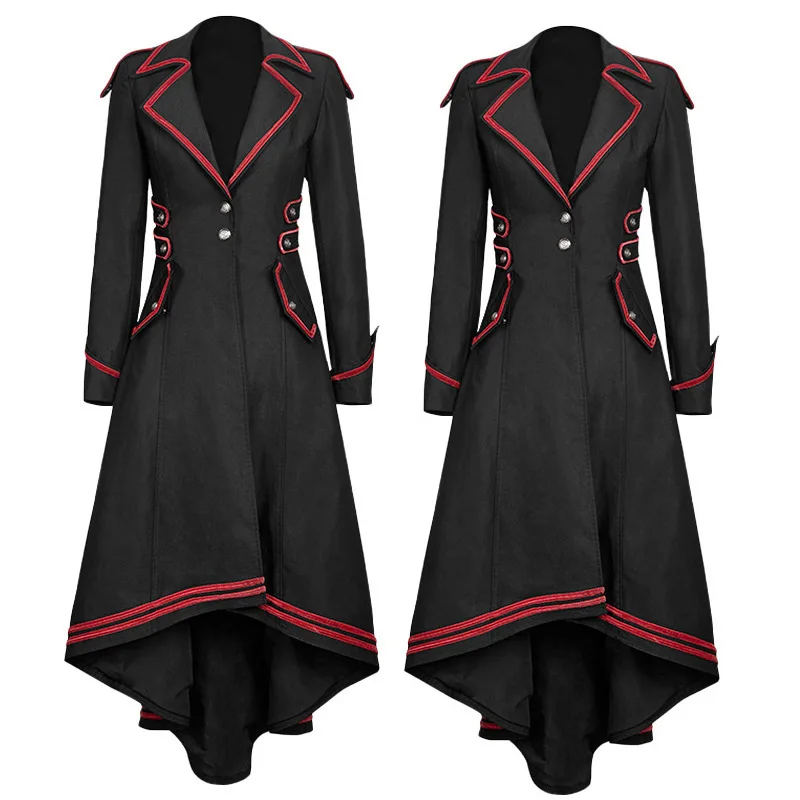 펑크 레트로 중세 여성 코트 테일코트 2023년 봄 에스닉 무대 의상 고급 폴리에스터 패셔너블 아우터웨어