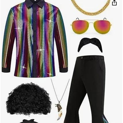 New Sequined Shirt + Flared Pants Set 70th Generation Boys Classic Casual Disco Performance Clothing