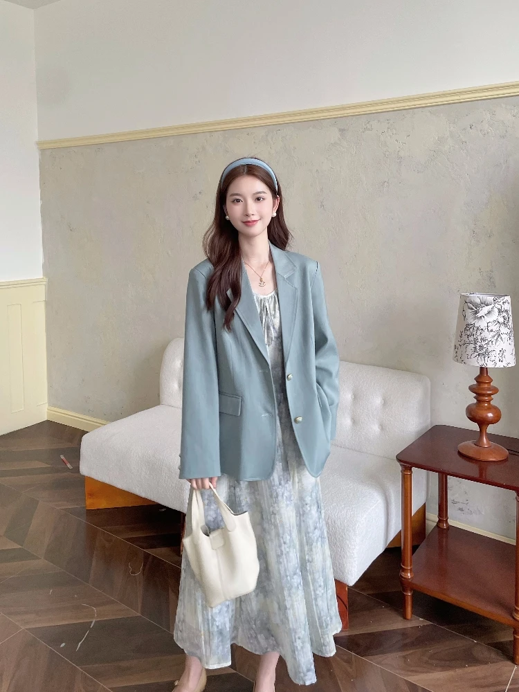 

Женский костюм Ele MOBAI: пиджак для офиса, высококачественная верхняя одежда для осеннего сезона, маленький размер, деловой стиль, длинный рукав