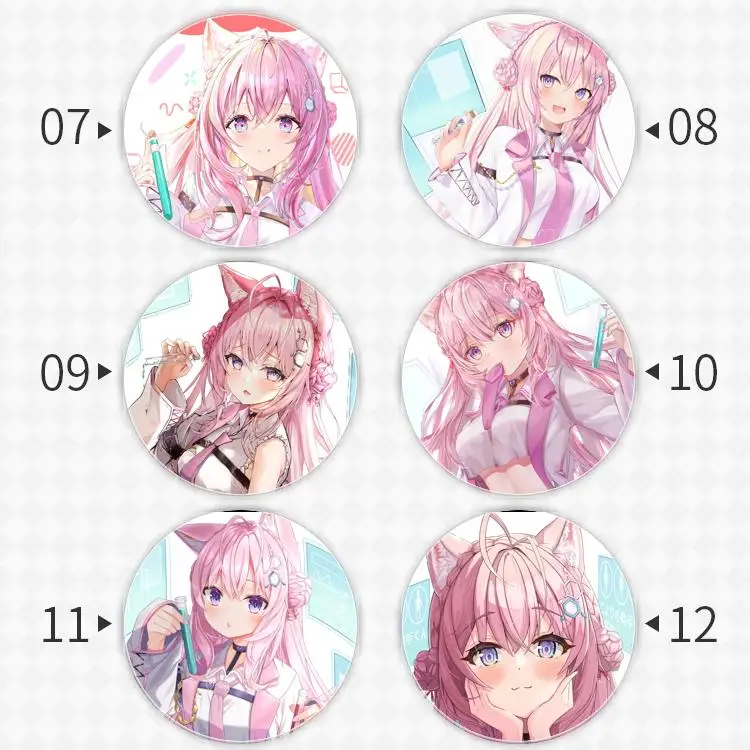 شارة الرسوم المتحركة أنيمي للزينة على ظهره ، بروش تأثيري ، على ظهره لتقوم بها بنفسك ، ملحقات مرساة ، Hakui Koyori ، YouTuber VTuber ، 58 مللي متر