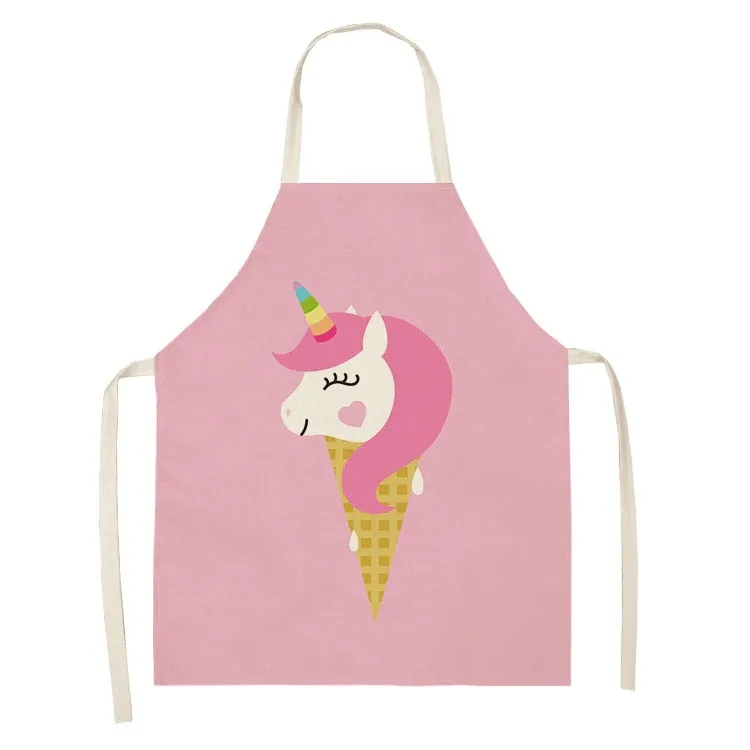 Ice Cream Women Kitchen Aprons Waterproof Barber Apron Cooking Oil-proof Cotton Linen Antifouling Chef Apron Unicorn Apron Kid