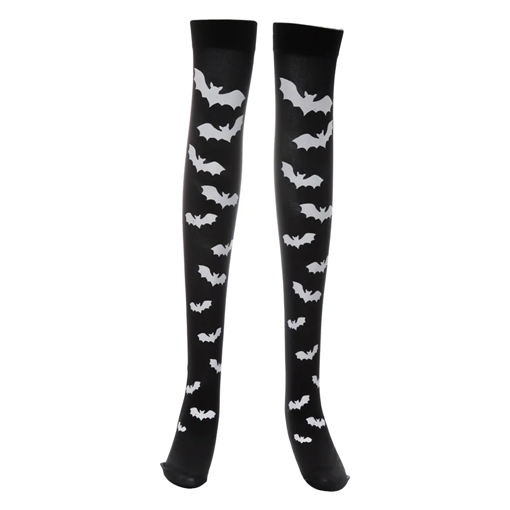 

1 Pair Halloween Bats Pattern Over The Socks Long Socks for Women (70cm Black) Halloween long socks