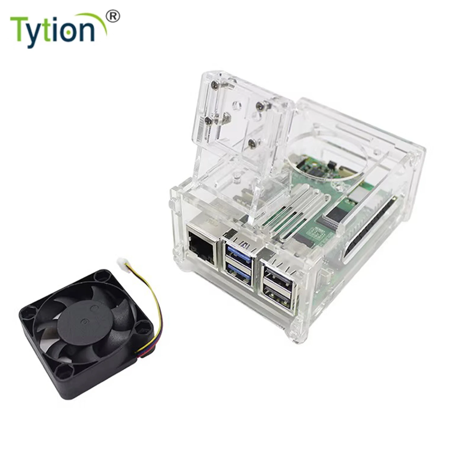 Raspberry Pi 5 Acrylic Case 4010 Large Cooling fan  Transparent Supports Camera Bracket Installation