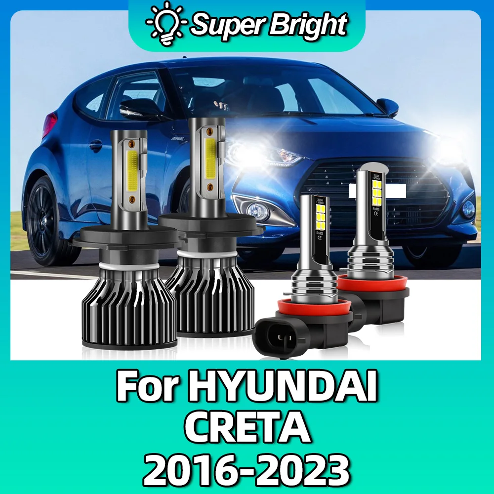 Car Lights H4 LED H8 10000LM Atuo Lamp Headlight Turbo LED Bulbs 12V For HYUNDAI CRETA 2016 2017 2018 2019 2020 2021 2022 2023