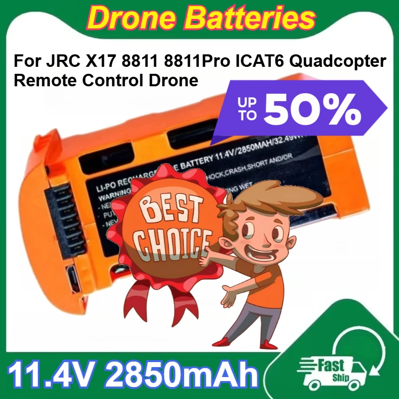 

11.4V 2850mAh LiPo Rechargeable Battery for JRC X17 8811 8811Pro ICAT6 Remote Control Drone Quadcopter Batteries