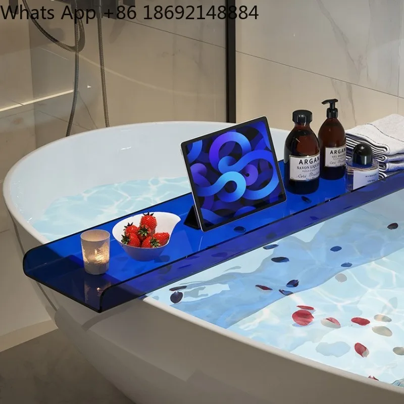 Acrylic light luxury bathtub bath rack household bathroom mobile phone storage transparent bracket bathtub tray