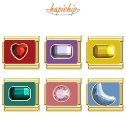 Hapiship New 2025 Golden Colors Heart Round Moon Italian Charms Fit 9mm Stainless Steel Bracelet Jewelry DIY Making DJ2014