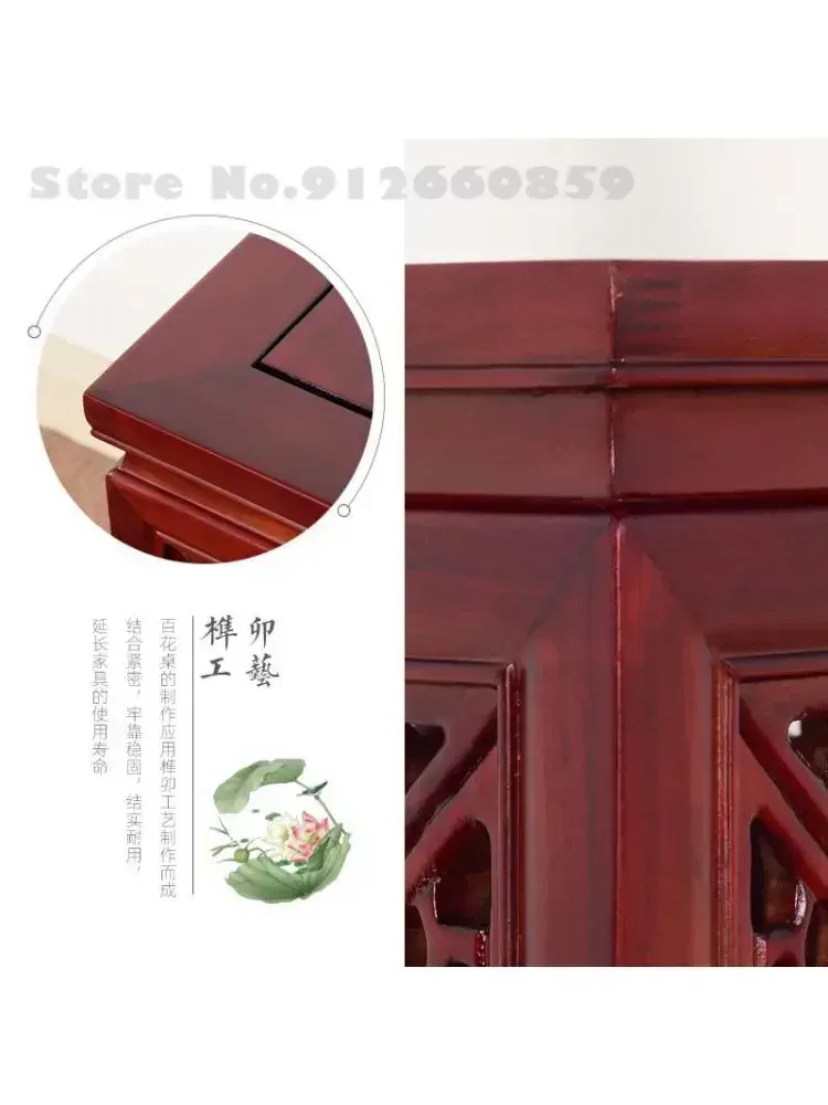 Solid wood flower stand living room multi-layer Chinese-style home interior built-in elm wood frame single balcony