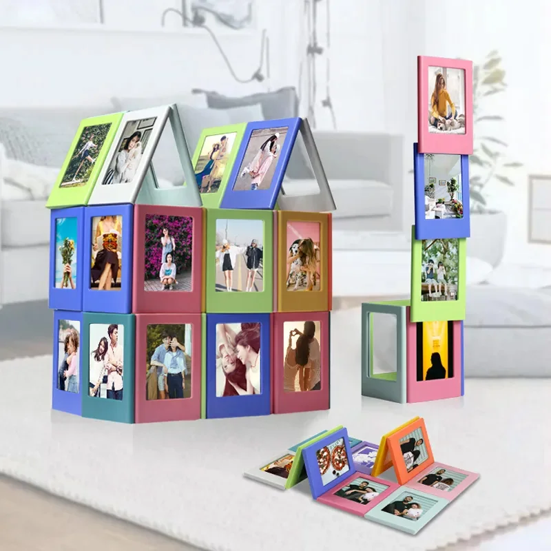5/10/20 pçs molduras de fotos magnéticas para fujifilm instax mini filme papéis dupla face geladeira quadro de imagem ímãs molduras de arte