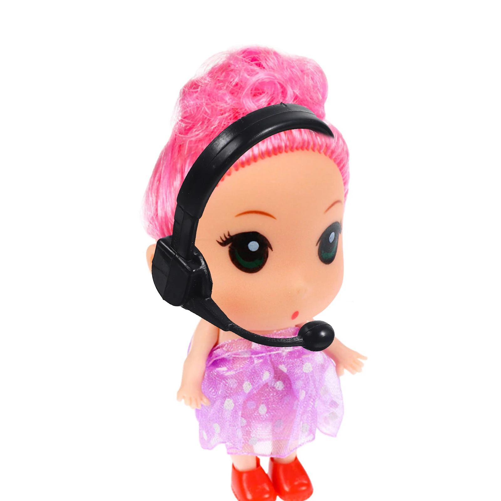 

50Pcs Dollhouse Miniature Microphone Headphone Headsets Black Dress Costume Props Pretend Play Accessories
