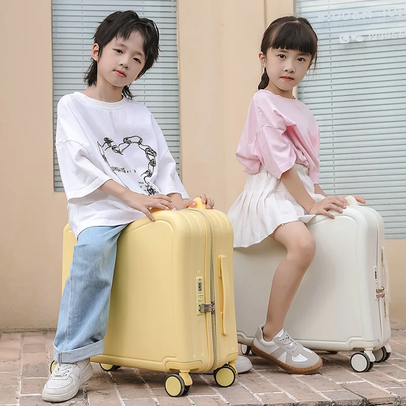 Valigia per bambini su ruote 20 pollici Rolling Kids bagaglio leggero può sedersi per guidare Trolley valigia borse da viaggio cabina