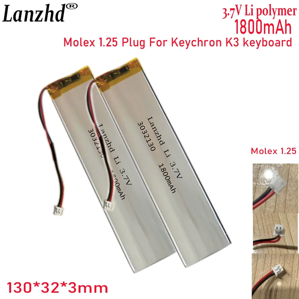 1-20 szt. Bateria litowo-polimerowa 3032130 3.7V 1800mAh do Keychron K3 klawiatura LED światła klawiatura kamera samochodowa