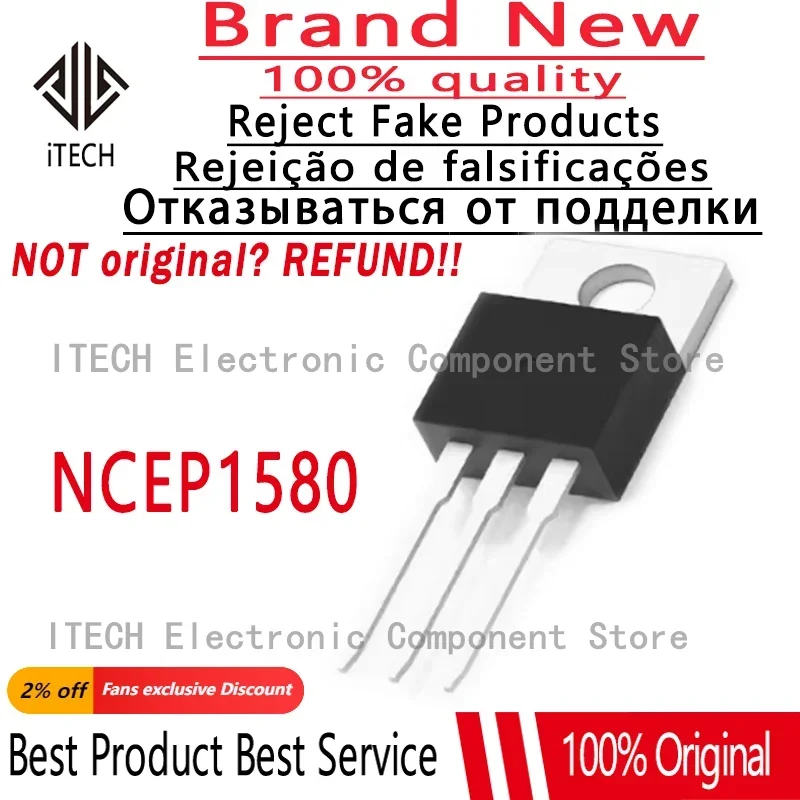 Transistor MOSFET NCEP1580, 150V80A, 1580 a-220, 100% nuevo y genuino, 10-50 piezas/lote, Original