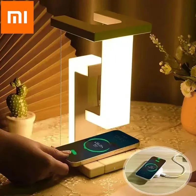 Xiaomi Mijia Suspending Anti-gravity Night Light 10W Wireless Charging Multifunction Desk Lamp Dimmable Table for Bedroom Decor