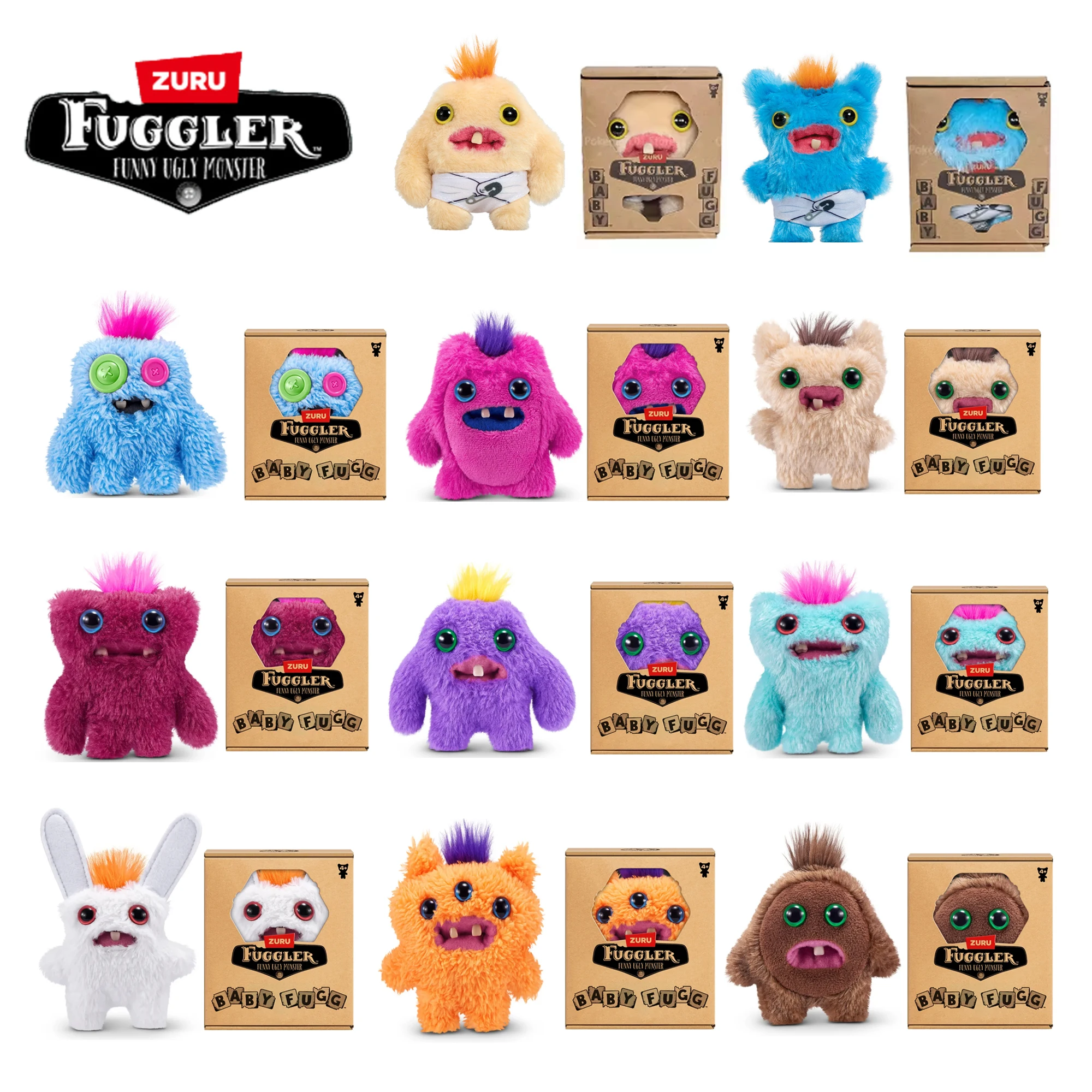 Original Fuggler Ugly Teeth Monsters Plush Toys Fugglers Baby Fuggs Cartoon Wide Eyed Weirdo Rabbit Peluche Kawaii Dolls 8-9CM