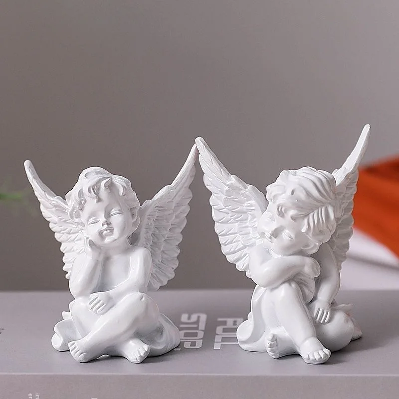 European Cute Resin Cupid Angel Miniature Accessories Decor Crafts Home Room Desktop Ornaments Christmas Wedding Gifts Statues