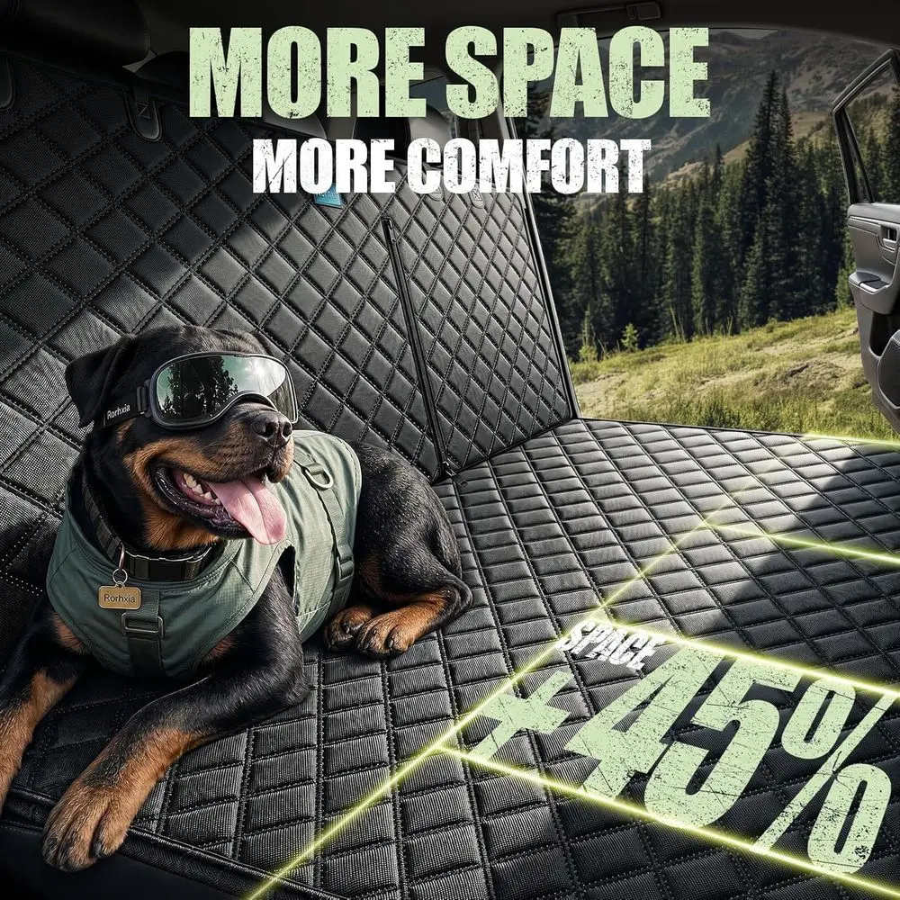 Universal Dog Car Seat Cover with Back Seat Protection, Road Trip & Daily Use, 500 lbs Support, 45% Space Increase, Waterproof,