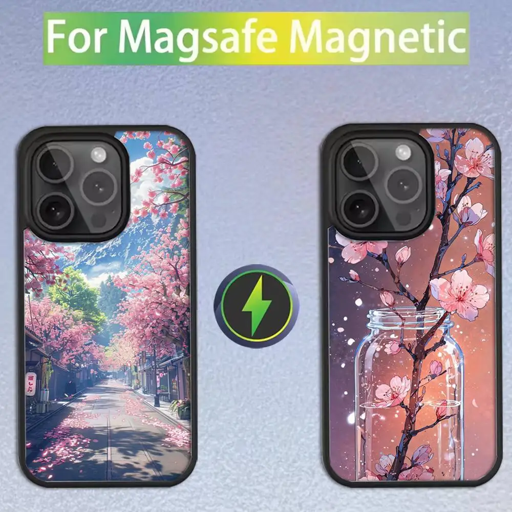 

Pink Cherry Blossom Sakura Phone Case For iPhone 16,15,14,13,12,11,Pro,Max,Plus,Mini,SE Magsafe Magnetic Wireless Charging