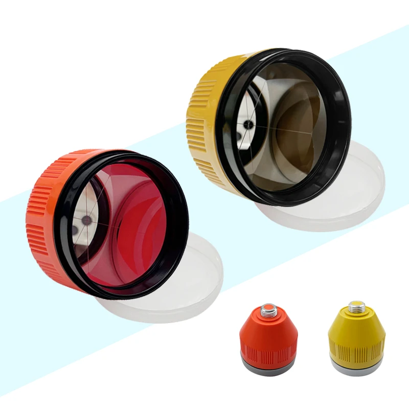 Compatible M20 Thread 64mm Red /Yellow Single Prism Replacement Prism Reflector with Aluminum Stud for Total Surveying Station
