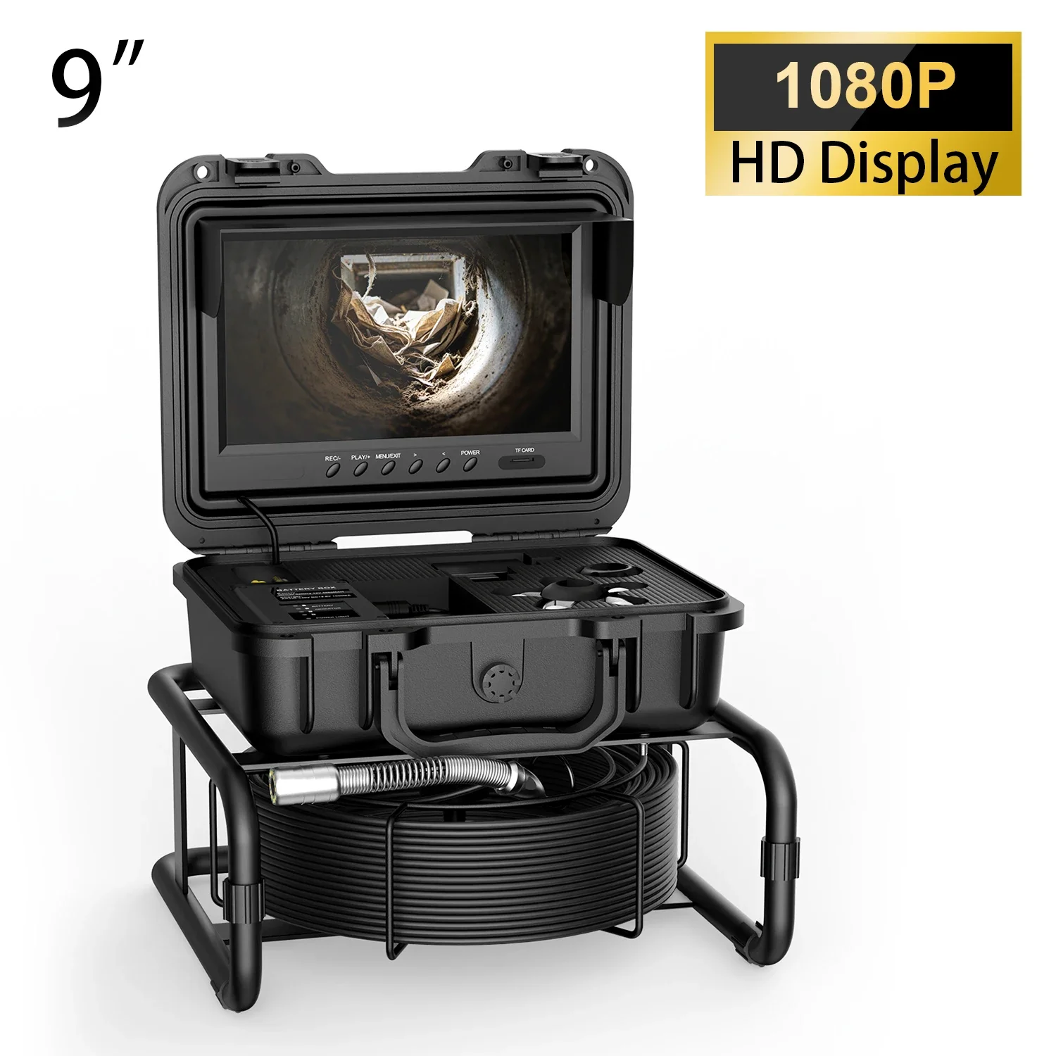 Pipe Inspection Camera SYANSPAN Industrial Sewer Endoscope 9inch HD 1080P IP68 Waterproof Endoscope Pipeline Camera for Repair