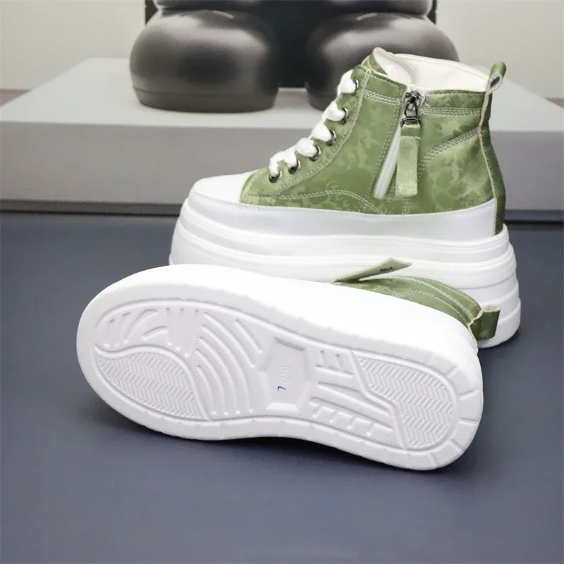 

Женские роскошные ботильоны из микрофибры, синтетическая кожа, весенние кроссовки на танкетке, массивные кроссовки, удобные осенние ботинки, обувь 10 см 12 см