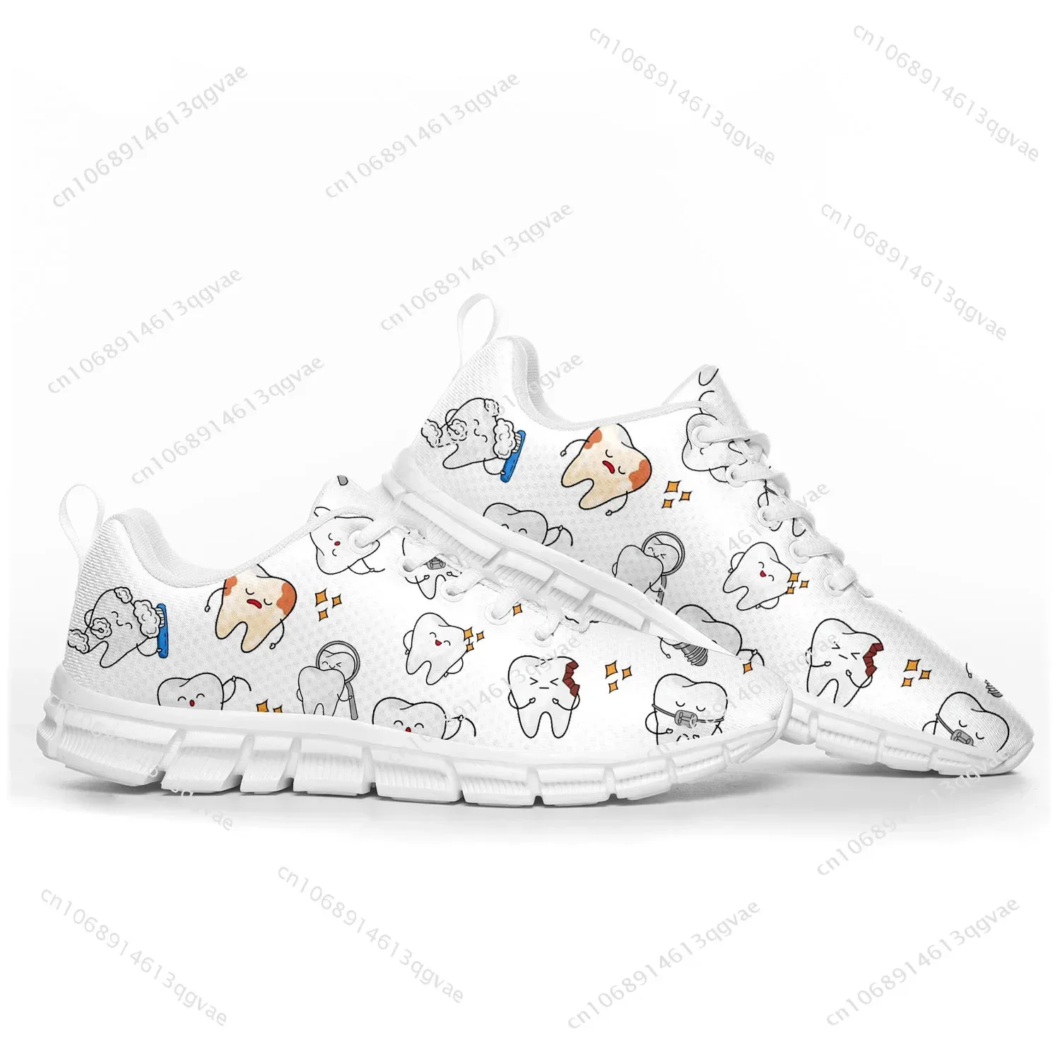 Tooth Dentist Cartoon Sports Shoes Mens Womens Teenager Children Customized Sneakers Tailor Made Shoe High Quality Couple White