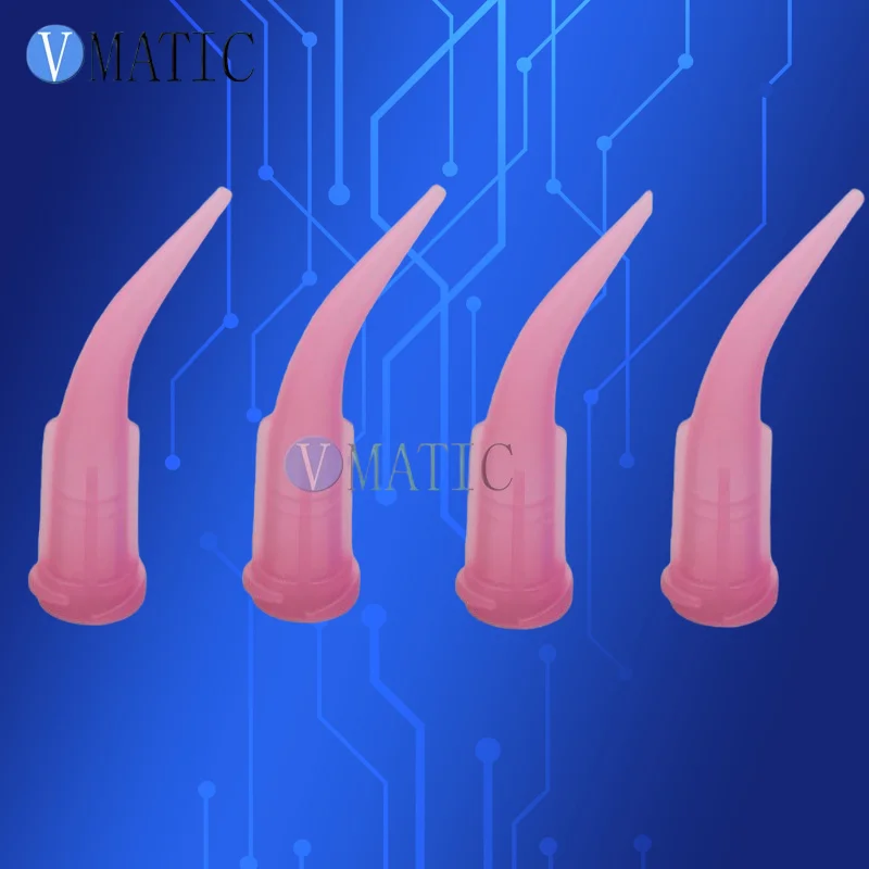 Free Shipping Quality 100Pcs 20G Pink Color TT Tapered Bent Dispensing Plastic Needle Tips