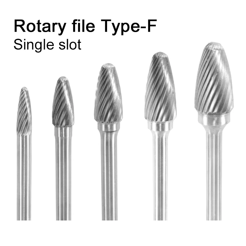 1 pcs F Type Head Tungsten Carbide Rotary File Tool Drill Milling Carving Bit Tools Point Burr Die for Metal Wood